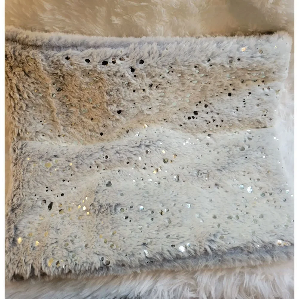 Madison 88 Cowl Neck Grey Sparkle Fleck Plush Faux Fur Snood Neck Cowl